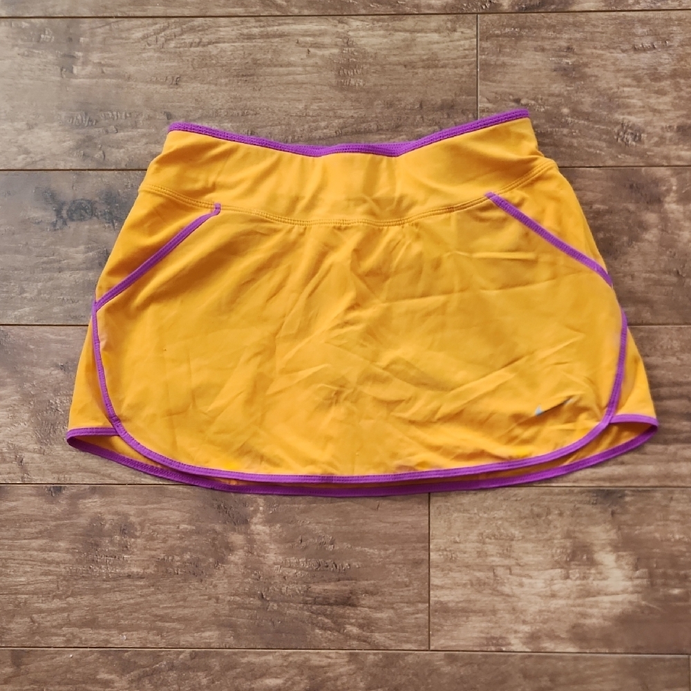 Orange Athletic Skirt with Purple Trim